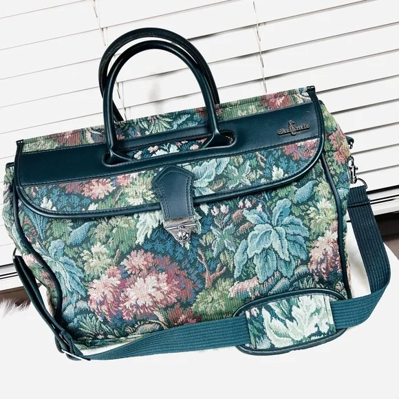 🚫SOLD! VINTAGE NWOT |•ATLANTIC•| Carry On Luggage Tapestry Floral Travel Bag - Picture 12 of 16